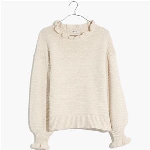 Madewell Ruffle-Neck Pullover Sweater S (NWOT)